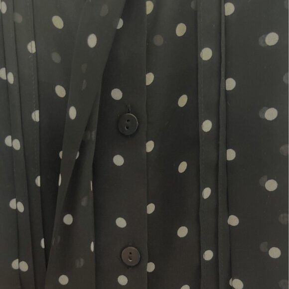 Worthington Polka Dot Ruffle Sleeve Blouse Womens Large Black White Sheer Lined - Picture 5 of 9